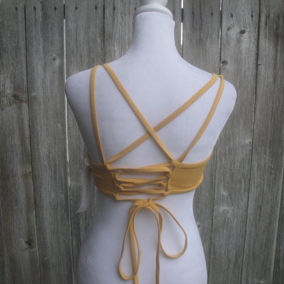 Zaful Swim Top ONLY Old Gold US Size Small NEW - Picture 4 of 6